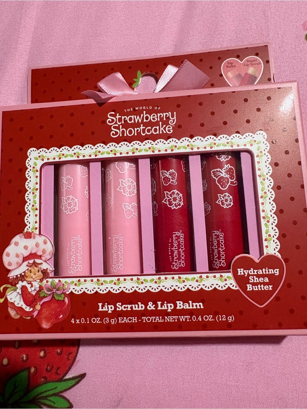 Strawberry Shortcake Hydrating Lip Scrub & Balm Set - Pink & Red